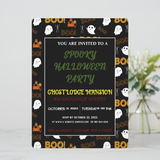 不気味幽霊ハッピーハローウィンパーティの招待状 招待状 (スタンド正面)