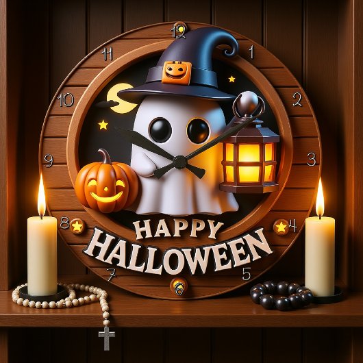 不気味幽霊ハロウィンをテーマにした ラージ壁時計