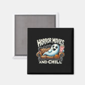 不気味幽霊ハロウィンホラー映画とChill Mov マグネット (正面/裏面)