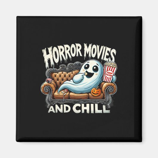 不気味幽霊ハロウィンホラー映画とChill Mov マグネット (正面)