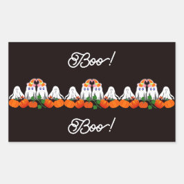 不気味幽霊ファンキーブハロウィーンパンプキンパッチCof 長方形シール