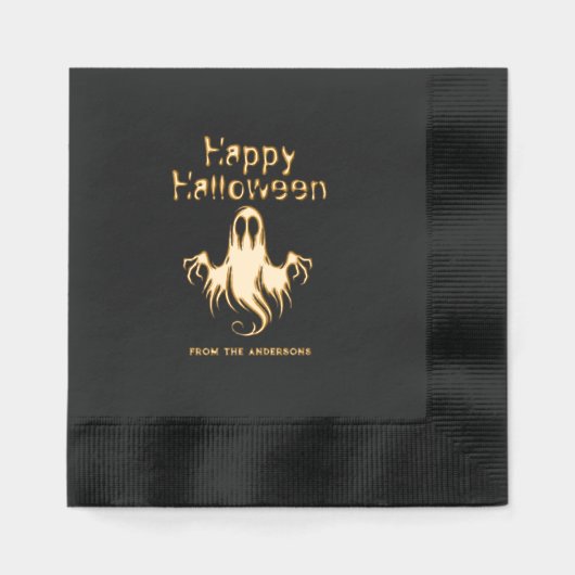 不気味幽霊ブラックハローウィンパーティ 箔ナプキン (正面)