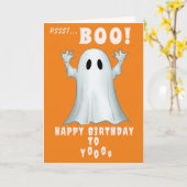 不気味幽霊レトロハロウィーン誕生日 カード (黄色い花)