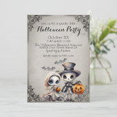 不気味幽霊人形および骨格ハローウィンパーティ 招待状 (スタンド正面)