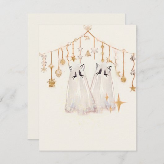 不気味幽霊猫クリスマスカード シーズンカード (正面/裏面)