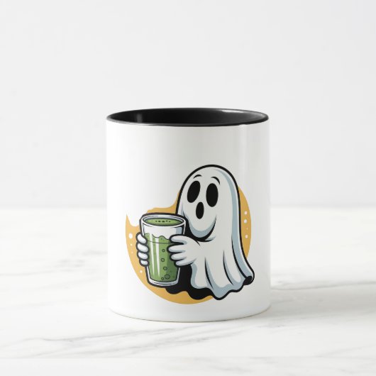 不気味幽霊飲む抹茶ハロウィーン マグカップ (中央)
