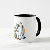 不気味幽霊飲む抹茶ハロウィーン マグカップ (正面右)