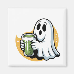 不気味幽霊飲む抹茶ハロウィーン マグネット
