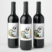 不気味幽霊飲む抹茶ハロウィーン ワインラベル (ボトル)