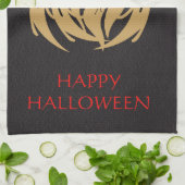 不気味幽霊&こうもりハロウィンカスタム キッチンタオル (折り畳み)