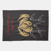 不気味幽霊&こうもりハロウィンカスタム キッチンタオル (横)