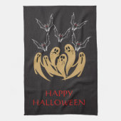 不気味幽霊&こうもりハロウィンカスタム キッチンタオル (縦)
