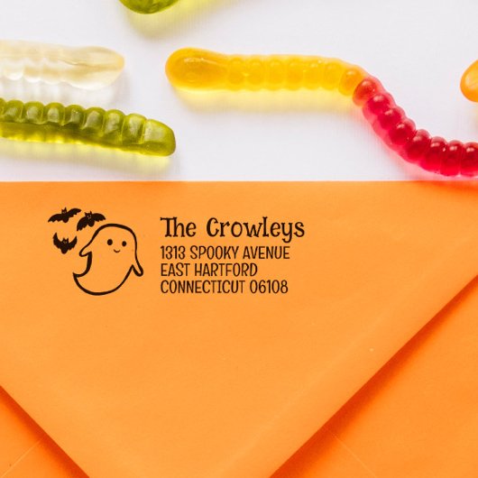 不気味幽霊&こうもりハロウィーン差出人住所 セルフインキングスタンプ