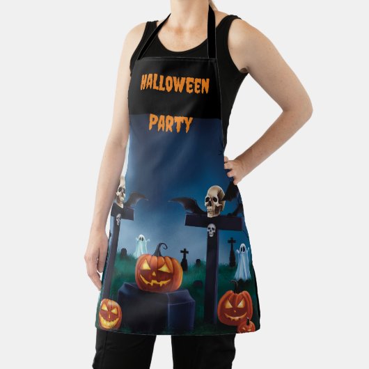 「不気味影：墓地でのハロウィーン」 エプロン (インサイチュ)