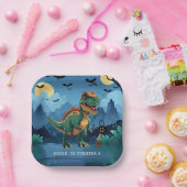 不気味恐竜ハロウィンカスタム誕生日Tレックス ペーパープレート (パーティー)