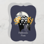 不気味悲鳴の幽霊顔ハロウィーン 招待状 (正面/裏面)