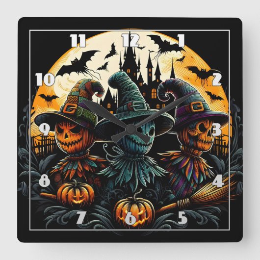 不気味月の三尾 スクエア壁時計 (正面)