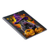 不気味杖コルソ犬ハロウィーン魔女とカボチャ ノートブック (右側)
