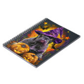 不気味杖コルソ犬ハロウィーン魔女とカボチャ ノートブック (左側)