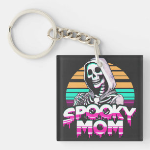 不気味母:Vaporwave Skeleton Halloween Mama キーホルダー