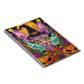 不気味猫ハロウィーン魔女とカボチャ ノートブック (右側)