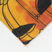 不気味猫ハロウィーン魔女とカボチャ フリースブランケット (角)