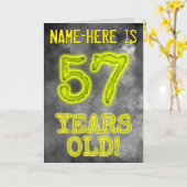 不気味白熱［赤熱］光を放つ「57歳」 +名前 カード (黄色い花)