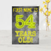 不気味白熱［赤熱］光を放つAura Look "54歳！" +名前 カード (黄色い花)