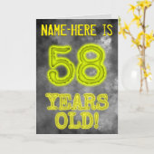 不気味白熱［赤熱］光を放つAura Look "58歳！" +名前 カード (黄色い花)