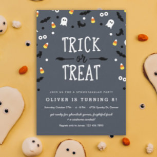 不気味紙吹雪ハロウィン誕生日招待状 招待状