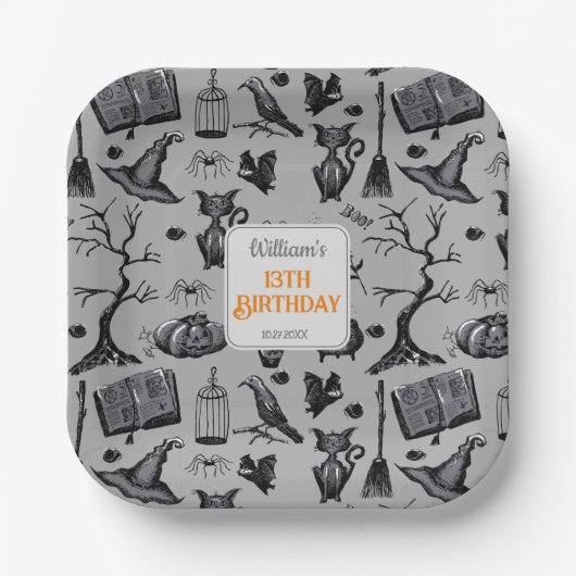 不気味綴じハロウィーン誕生日パーティー ペーパープレート (正面)