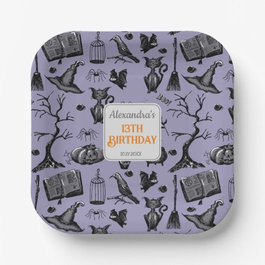 不気味綴じハロウィーン誕生日パーティー ペーパープレート (正面)