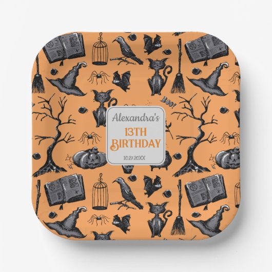 不気味綴じハロウィーン誕生日パーティー ペーパープレート (正面)