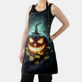 不気味自然白熱［赤熱］光を放つハロウィーンパンプキン エプロン (インサイチュ)