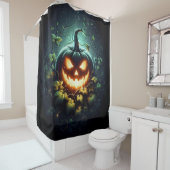 不気味自然白熱［赤熱］光を放つハロウィーンパンプキン シャワーカーテン (インサイチュ)