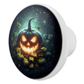 不気味自然白熱［赤熱］光を放つハロウィーンパンプキン セラミックノブ (右)