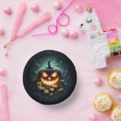 不気味自然白熱［赤熱］光を放つハロウィーンパンプキン ペーパーボウル (パーティー)