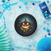 不気味自然白熱［赤熱］光を放つハロウィーンパンプキン ペーパーボウル (パーティー)