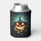 不気味自然白熱［赤熱］光を放つハロウィーンパンプキン 缶クーラー (缶正面)