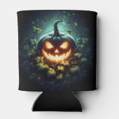 不気味自然白熱［赤熱］光を放つハロウィーンパンプキン 缶クーラー (裏面)
