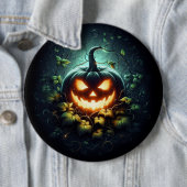 不気味自然白熱［赤熱］光を放つハロウィーンパンプキン 缶バッジ (インサイチュ)