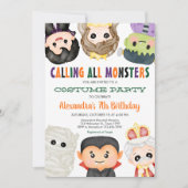 不気味衣装ハロウィーン誕生日 招待状 (正面)
