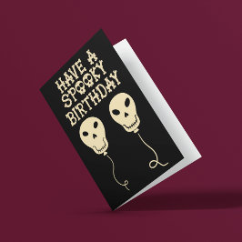 不気味誕生日スカル形気球 カード