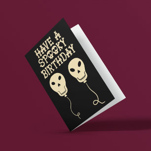 不気味誕生日スカル形気球 カード