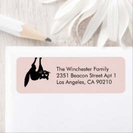 不気味赤面ピンクブラック猫ハロウィンアドレス ラベル