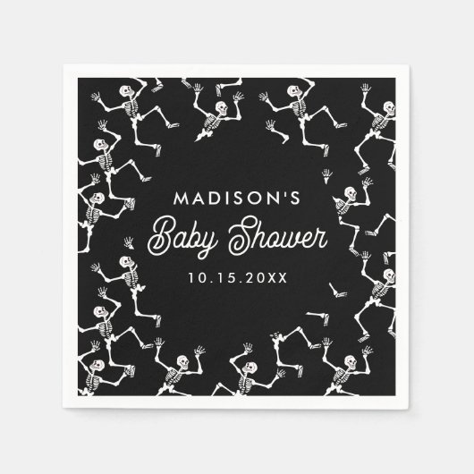 不気味踊りスケルトン赤ちゃんシャワー スタンダードカクテルナプキン (正面)
