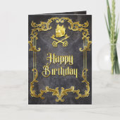 不気味金ゴールド王室のヴィンテージスカルキング カード (正面)