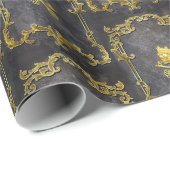 不気味金ゴールド王室のヴィンテージスカルキング ラッピングペーパー (ロールコーナー)