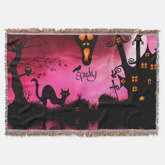 不気味面白いハロウィンデザイン スローブランケット (正面)