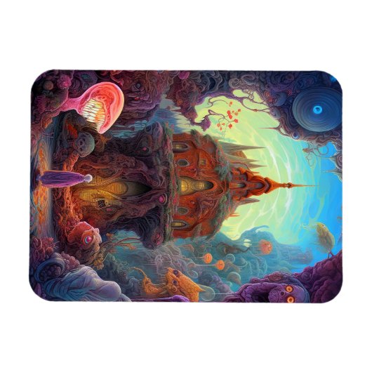 不気味風変わりなハウスシュールアルアート マグネット (横)